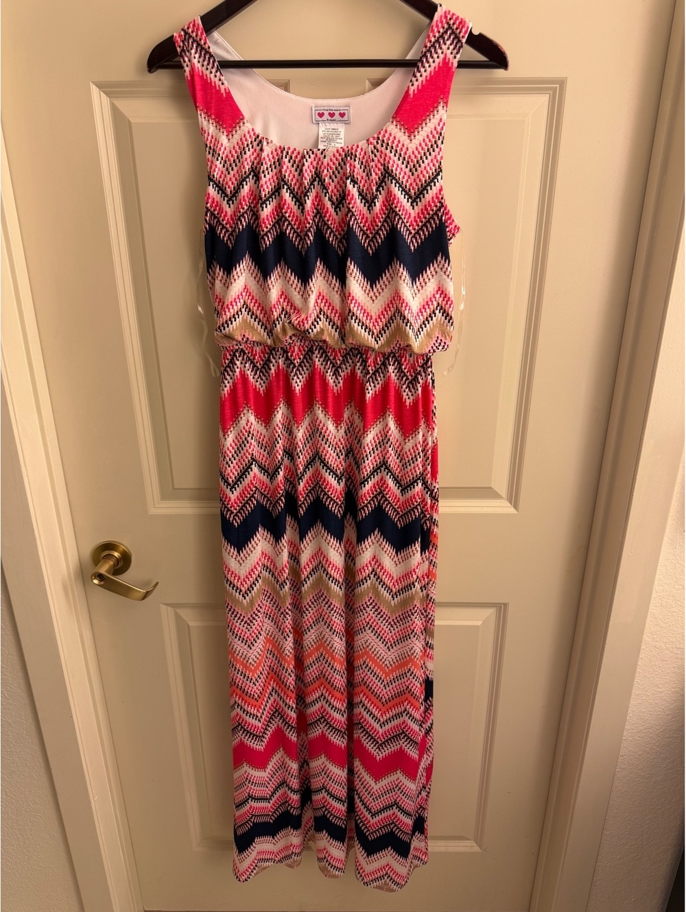 Three Pink Hearts Trinxi Chevron Pattern Sleeveless Maxi Dress Size S - #1518